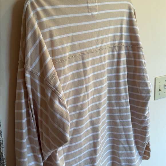 Aerie Casual Beige and White Striped Pullover - Picture 4 of 4